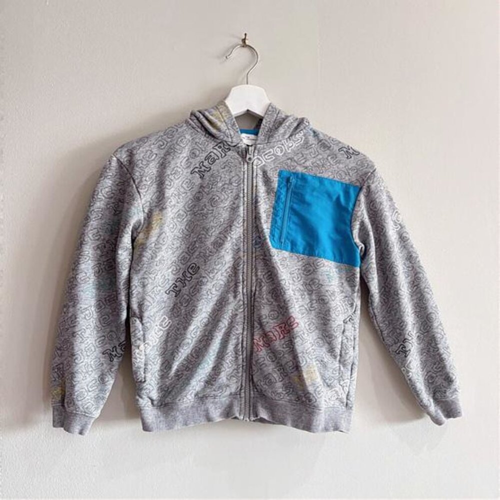 The Marc Jacobs Kids Gray Logo Hoodie Size 10 Blue Pocket Designer Youth Y2K